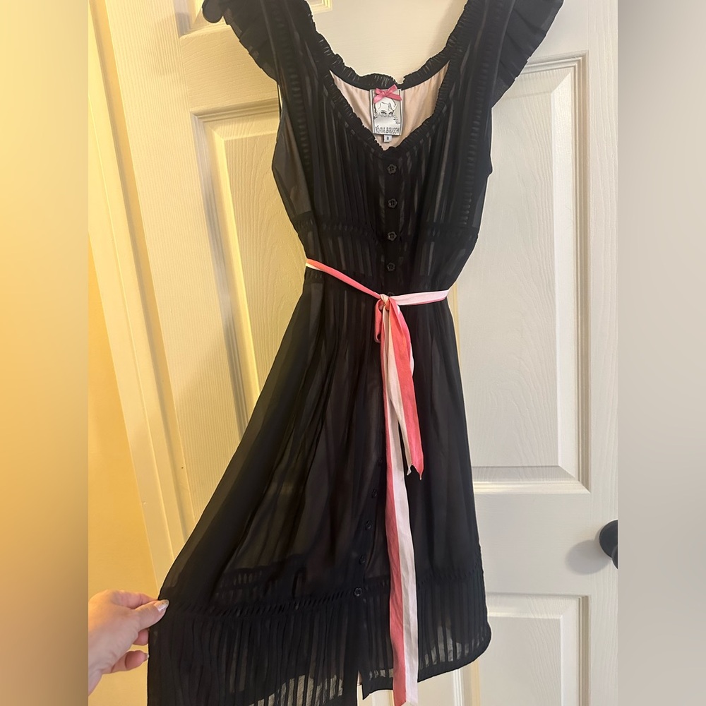 YOANA BARASCHI Black Dress with Pink Belt